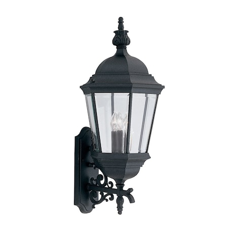 Designers Fountain Stockton 25.75in Black 3-Light Outdoor Line Voltage Wall Sconce with No Bulbs Included 2952-BK